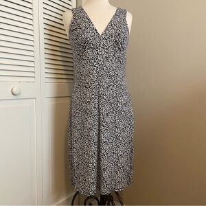 Ann Taylor Black & White Soft Modal Jersey Knit Midi Sleeveless Dress M Medium